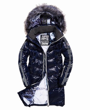 Superdry SD Glacier Isobar Down Női Kabát Kék | HNBCR3695